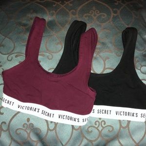 2- XS Victoria Secret bralettes (black & burgundy)
